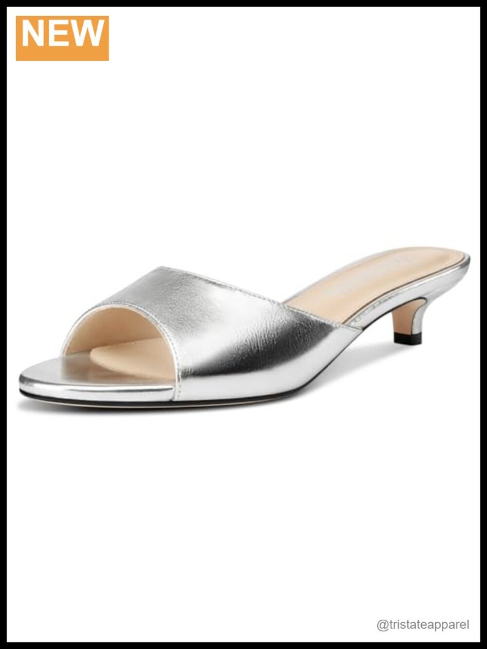 TNYNFBEB Women's Low Kitten Heel Open Toe Sandals Slingback Mules 1.4" Heels